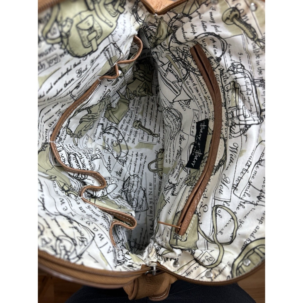 Vintage Y2K Barr + Barr New York Brown Leather Floral Slouchy Hobo Shoulder Bag - Picture 9 of 16